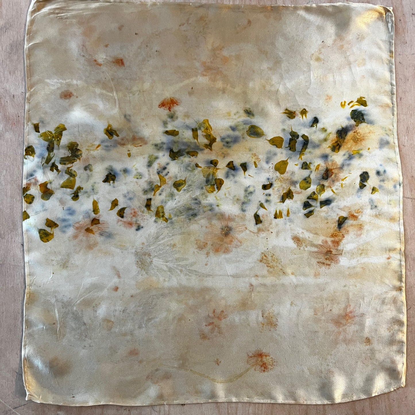 SAT16-03 - Satin Scarf - 16" x 16" - Marigold, Coreopsis