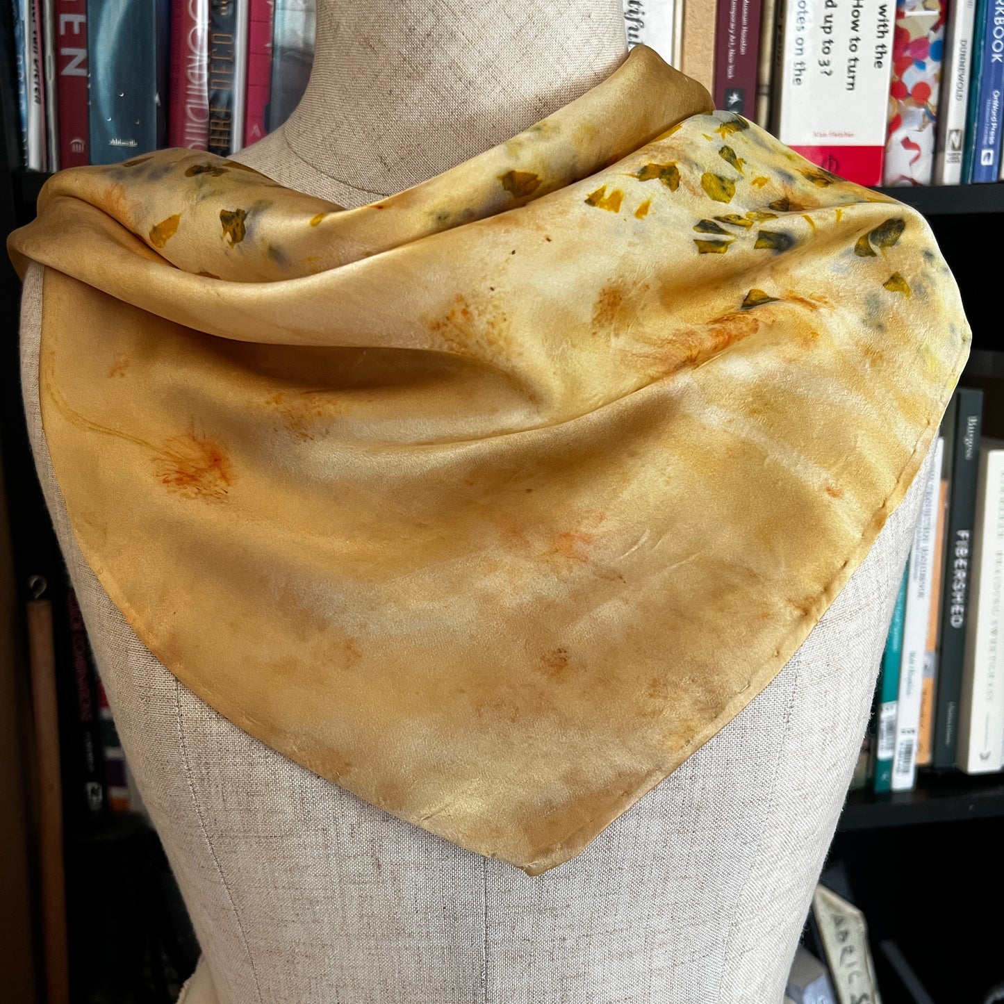SAT16-03 - Satin Scarf - 16" x 16" - Marigold, Coreopsis
