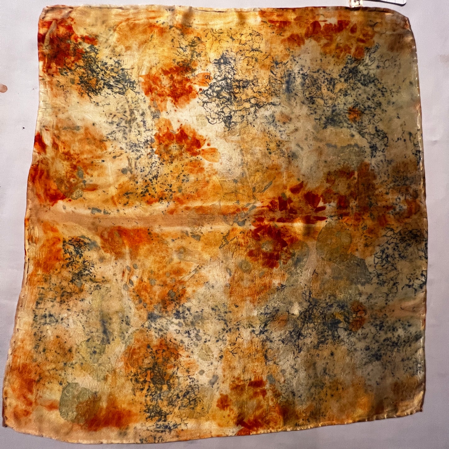 SAT16-07 - Satin Scarf - 16" x 16" - Cotinus and Coreopsis