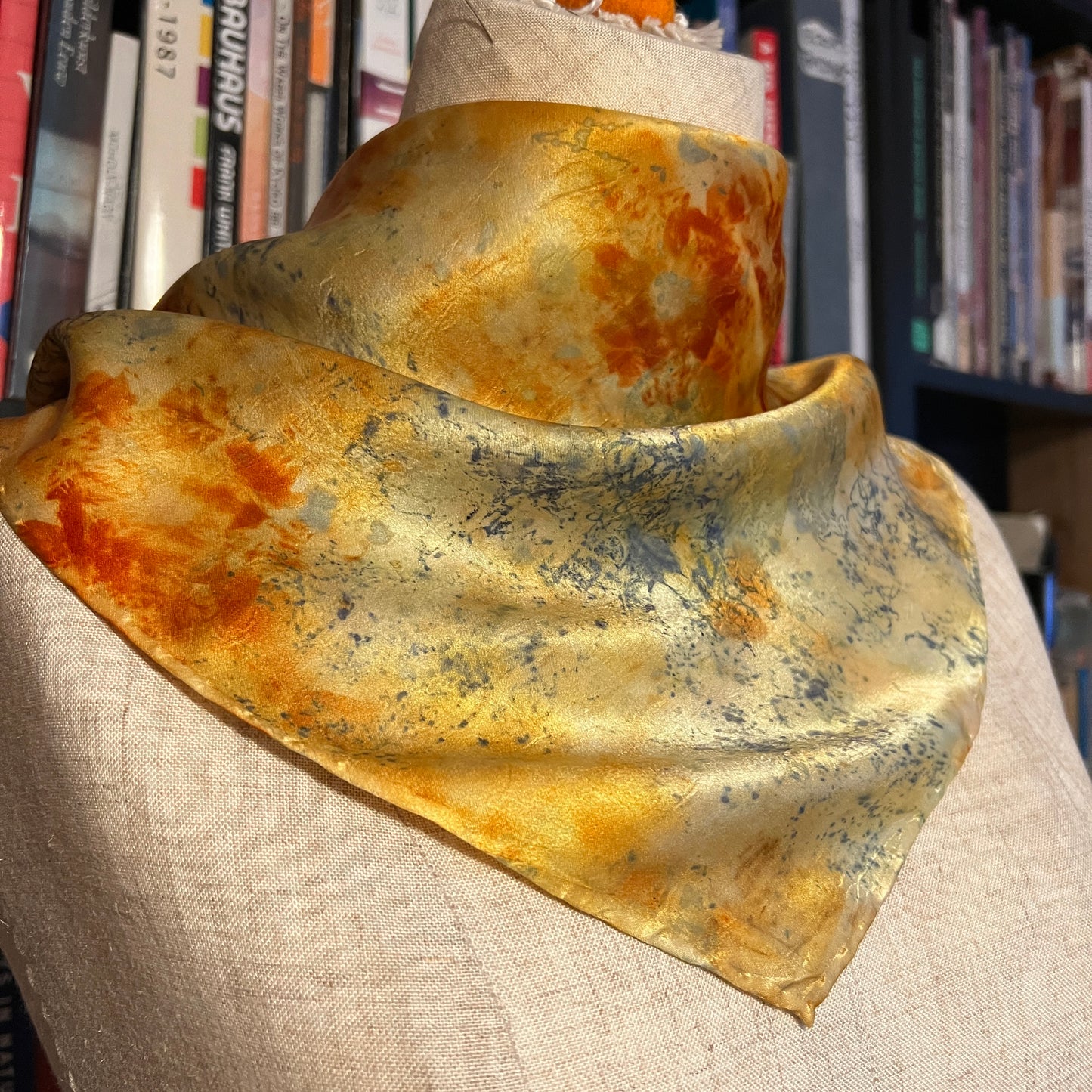 SAT16-07 - Satin Scarf - 16" x 16" - Cotinus and Coreopsis