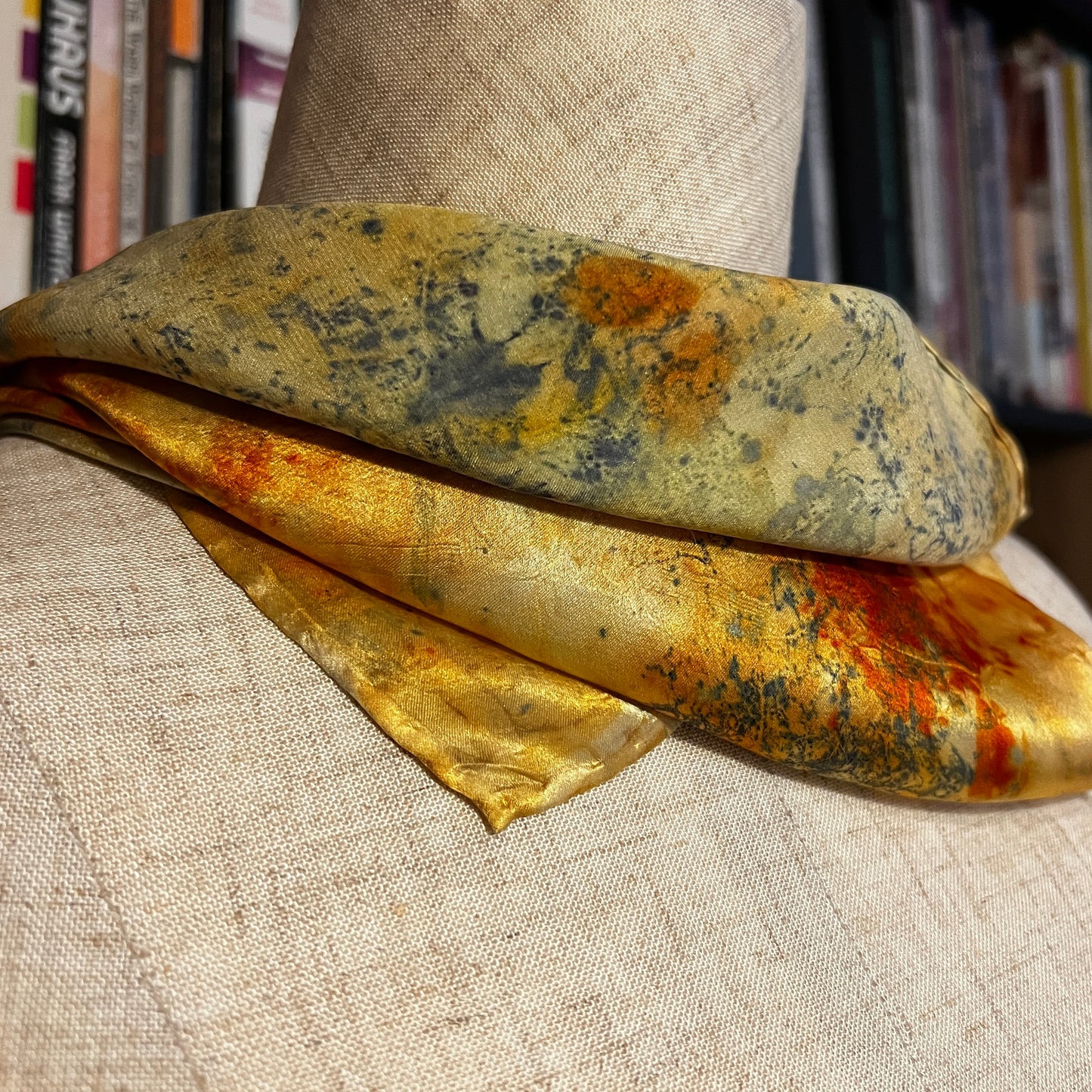 SAT16-07 - Satin Scarf - 16" x 16" - Cotinus and Coreopsis