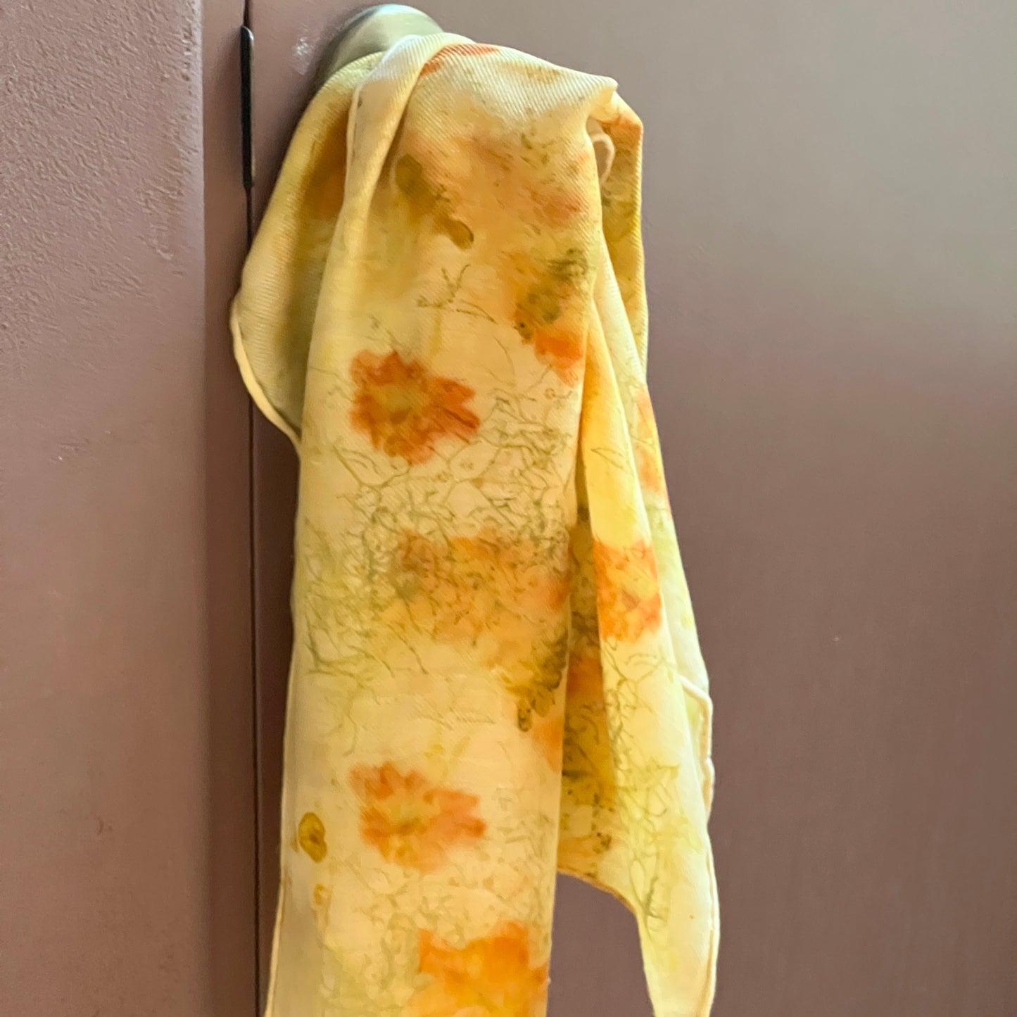 SW11-07 - Silk Wool Scarf 11" x 57" - Coreopsis, Cotinus