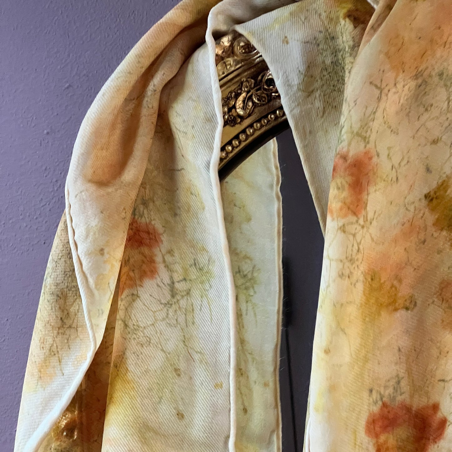 SW11-07 - Silk Wool Scarf 11" x 57" - Coreopsis, Cotinus