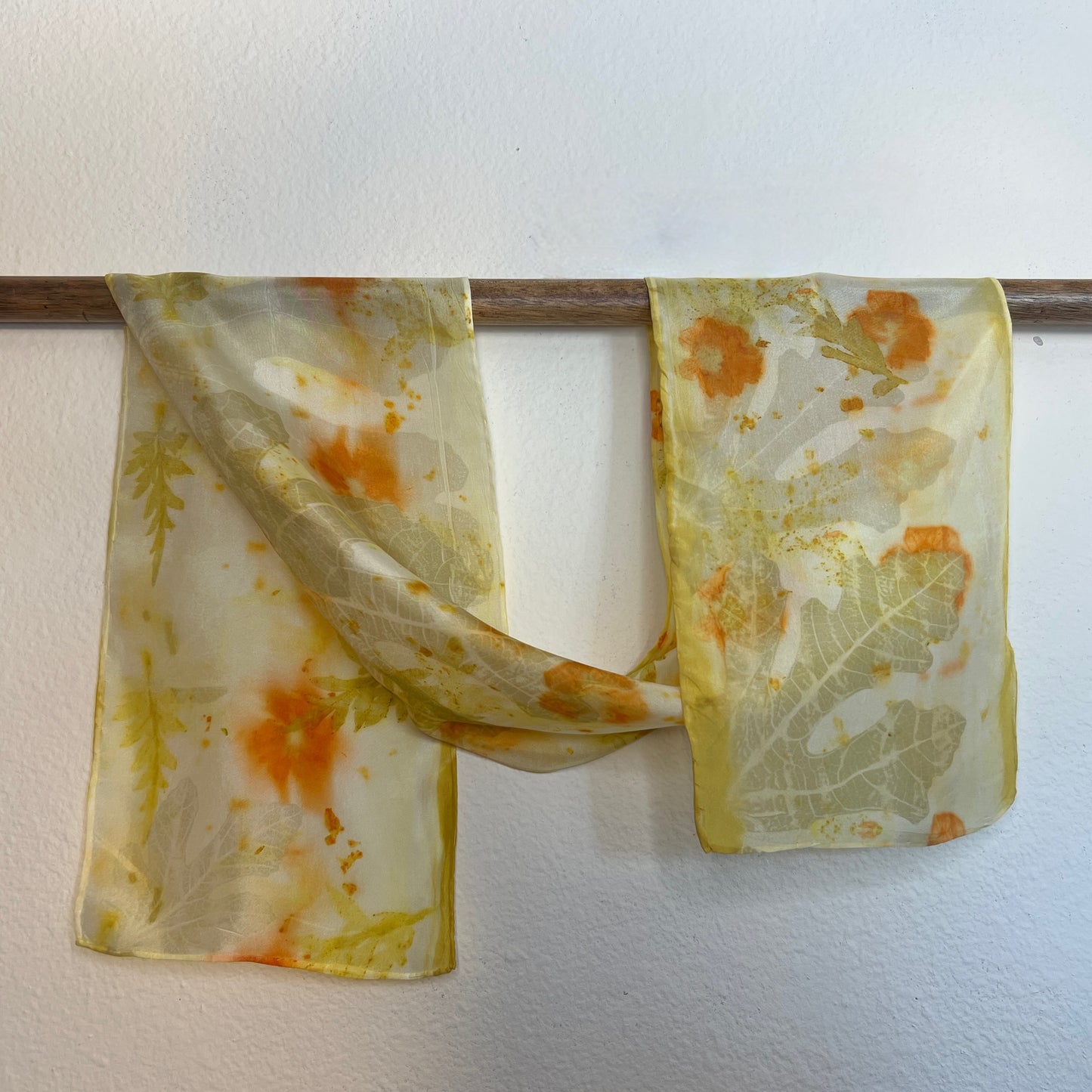 H08-03 - Habotai Scarf 8" x 52" - Fig, Sulphur Cosmos