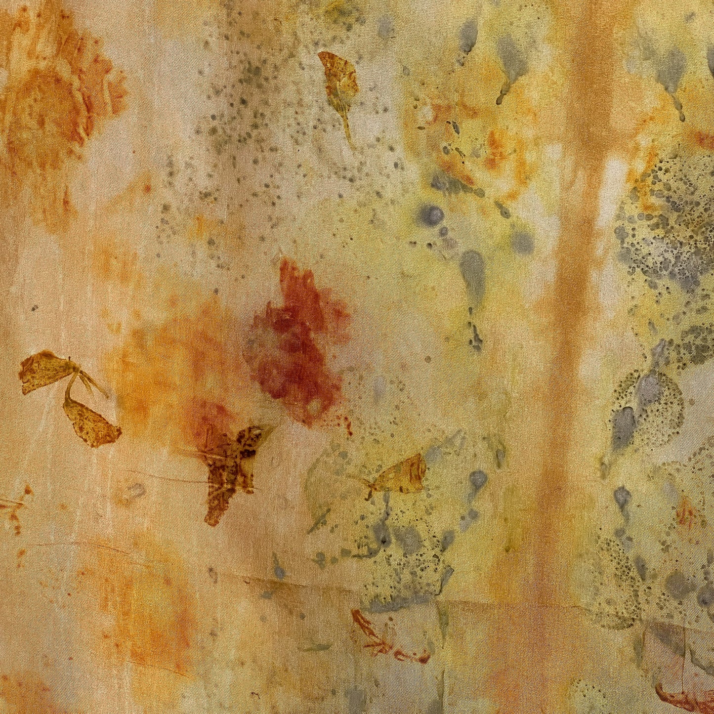 H15-08 - Habotai Silk Scarf 15" x 58" - Coreopsis, Cotinus, Onion