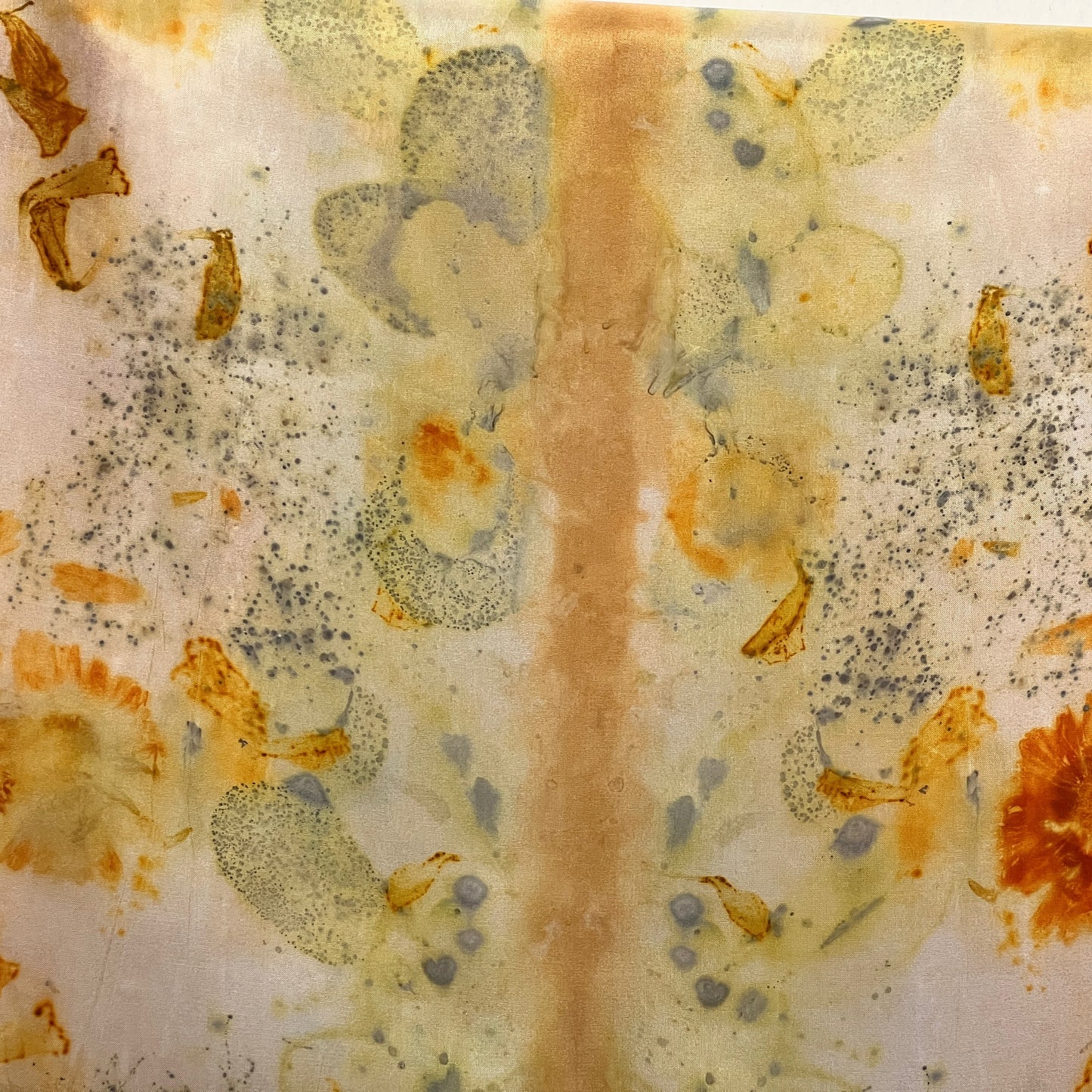 H15-08 - Habotai Silk Scarf 15" x 58" - Coreopsis, Cotinus, Onion