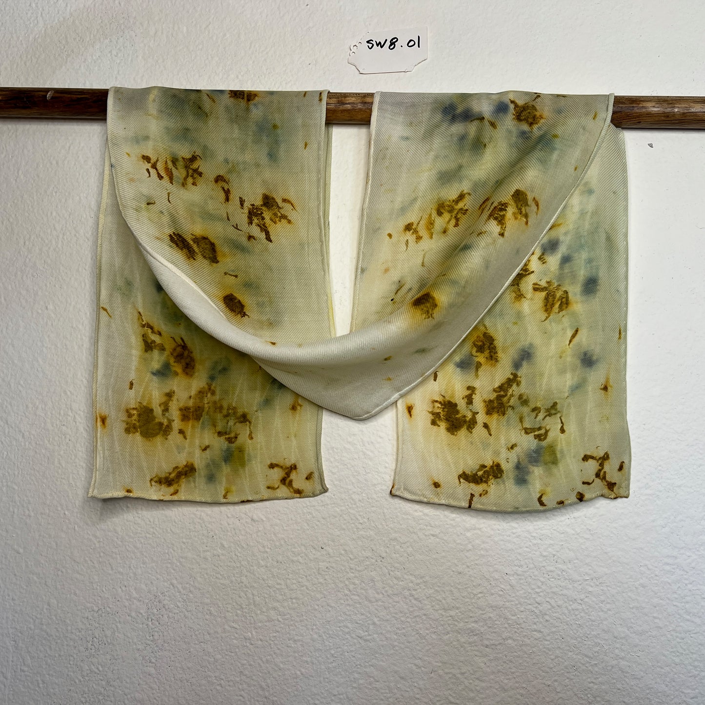 SW08-01 - Silk Wool Scarf - 8" x 52" - Hibiscus, Marigold, Larkspur