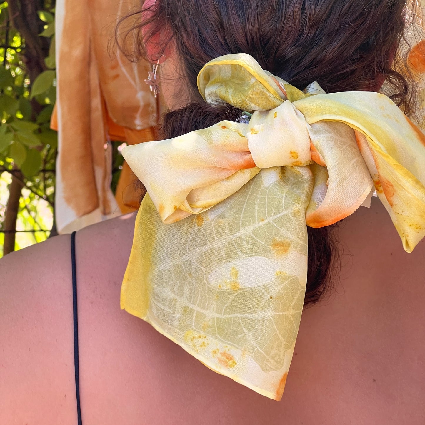 H08-03 - Habotai Scarf 8" x 52" - Fig, Sulphur Cosmos