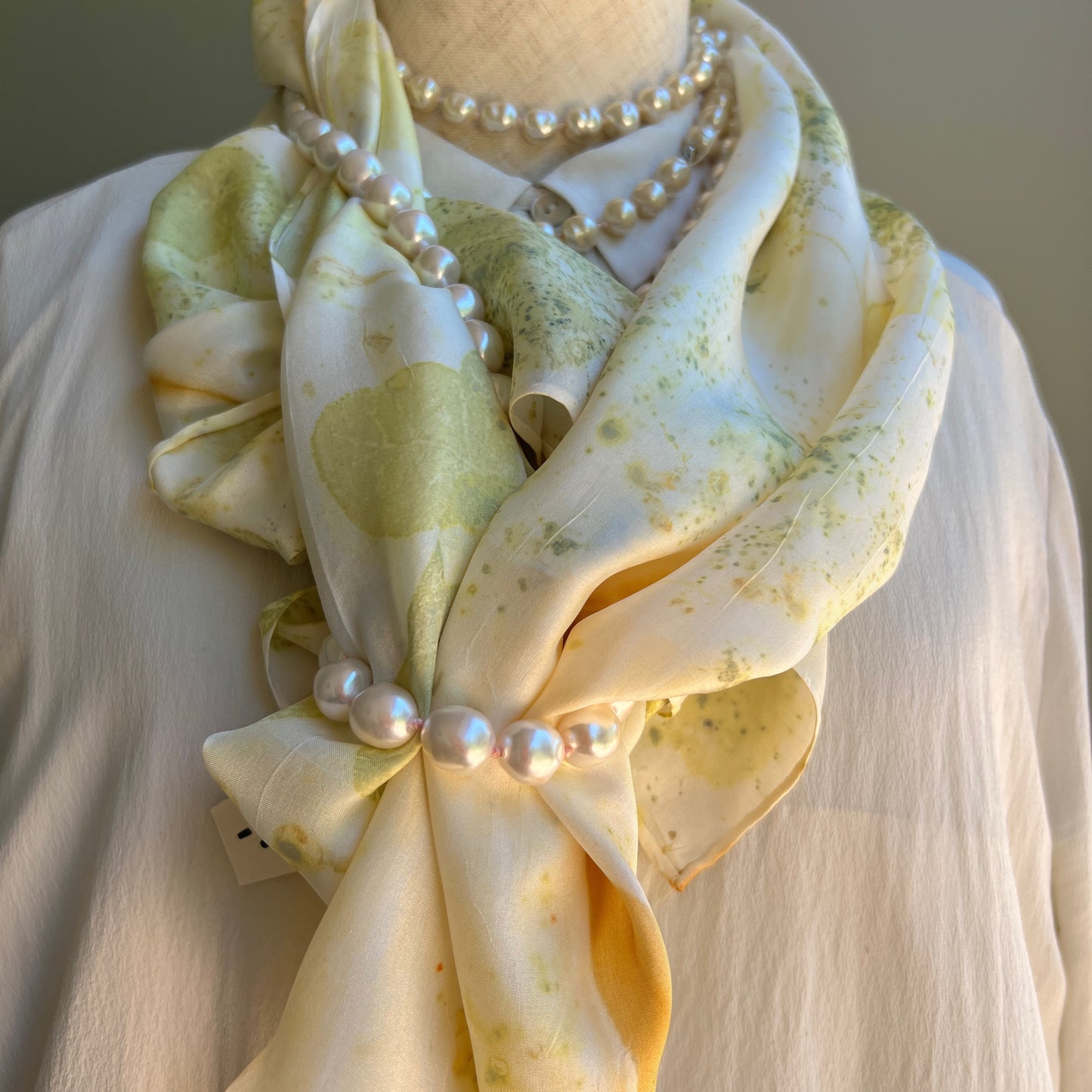 H15-01 - Habotai Silk Scarf 15" x 58" - Cotinus, Coreopsis