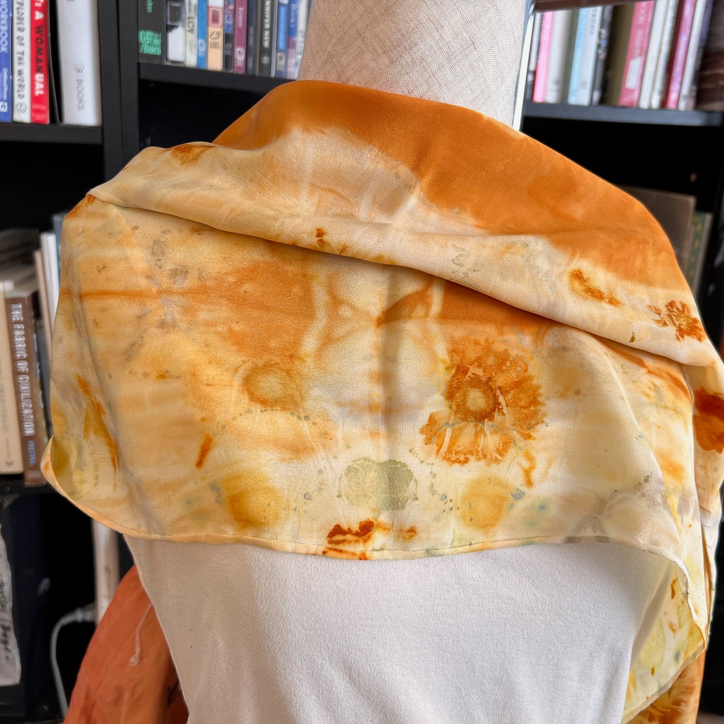 CDC15-01 - Crepe de Chine Scarf - 15" x 68" - Coreopsis, Marigold, Cotinus