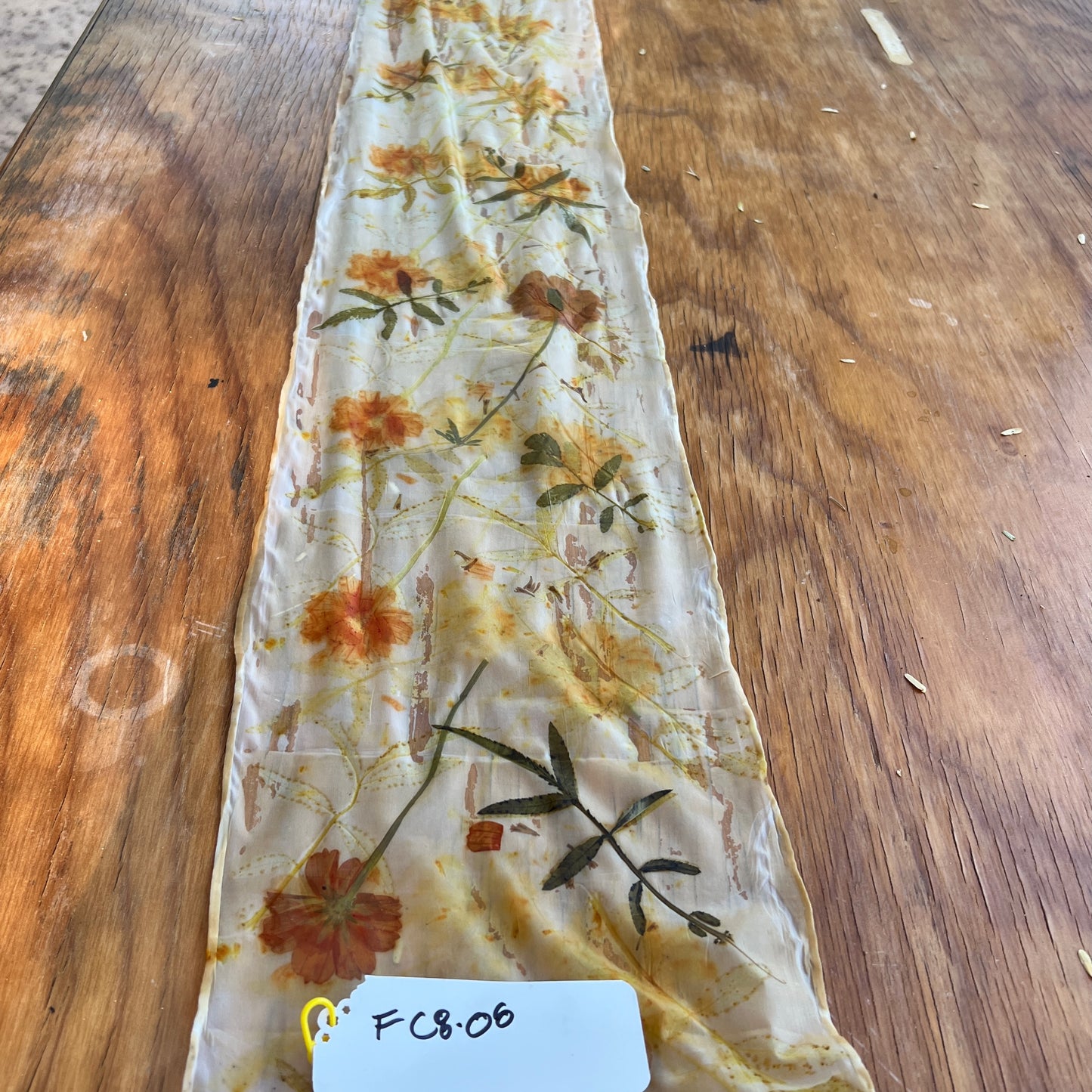 FC08-06 - Flat Crepe Scarf - 8" x 54”  - Sulphur Cosmos, Marigold