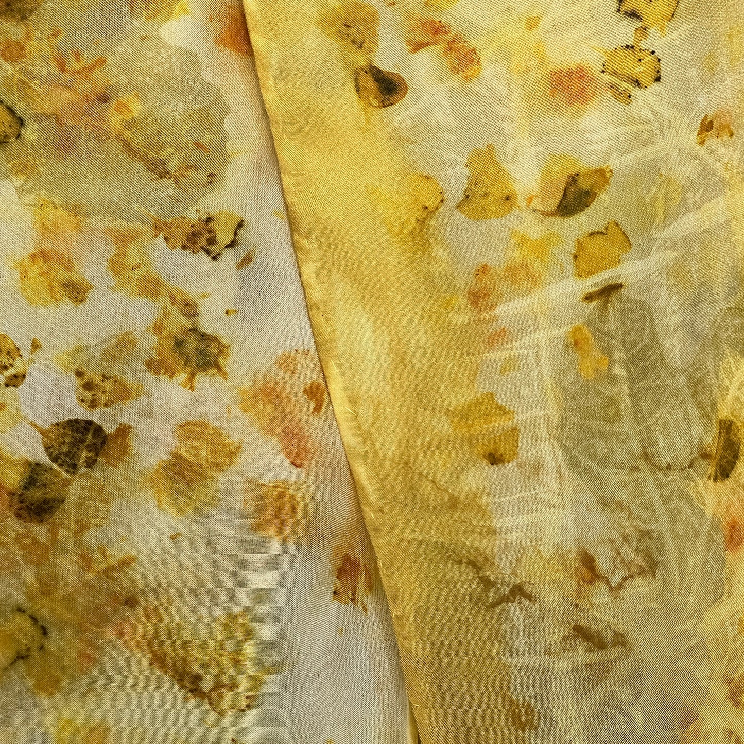 H08-02 - Habotai Silk Scarf 8" x 52" - Fig, Marigold, Sulphur Cosmos