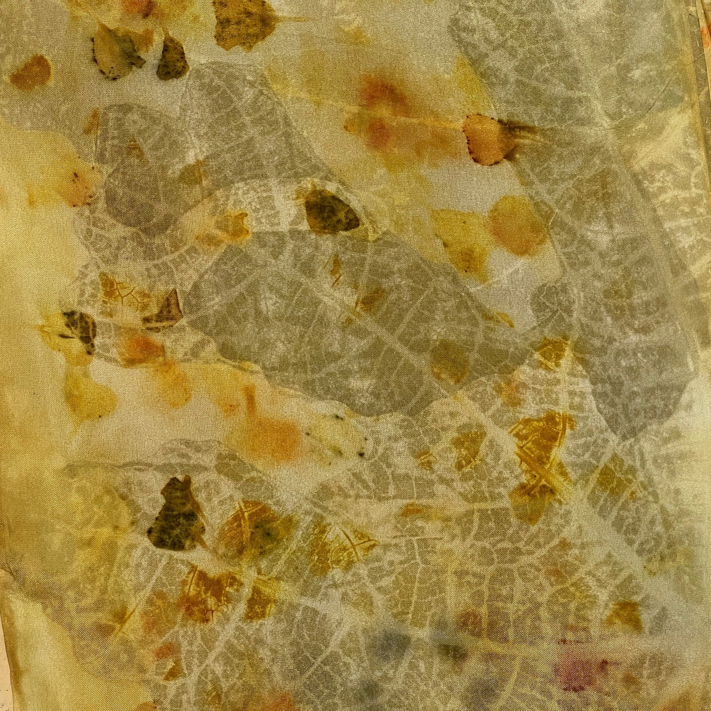 H08-02 - Habotai Silk Scarf 8" x 52" - Fig, Marigold, Sulphur Cosmos