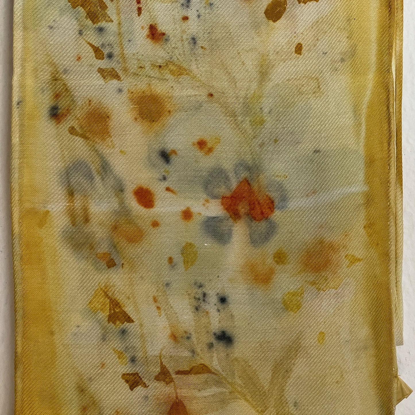 SW08-03 - Silk Wool Scarf - 8" x 52" - Marigold, Hibiscus, Goldeneye, Tithonia, Sulphur Cosmos