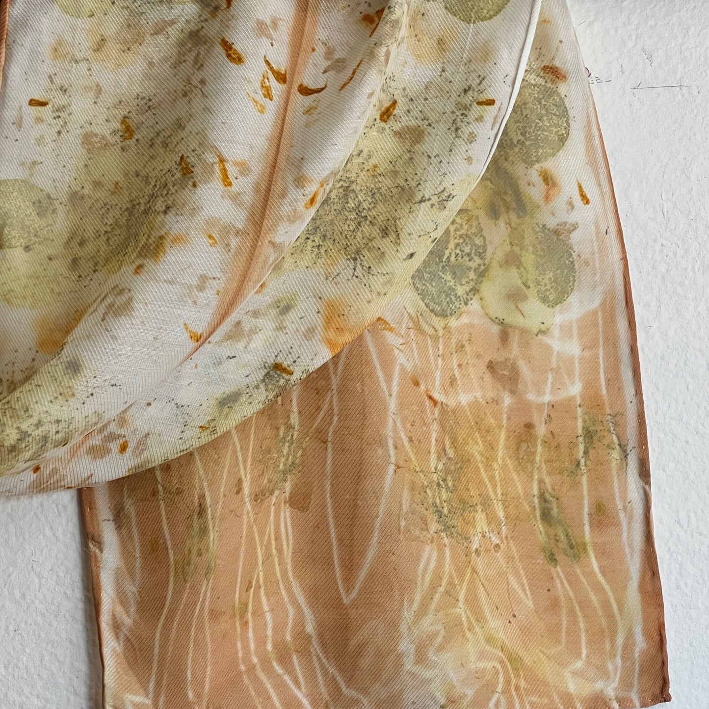 SW11-03 - Silk Wool Scarf 11" x 57" - Cotinus, Marigold, Coreopsis