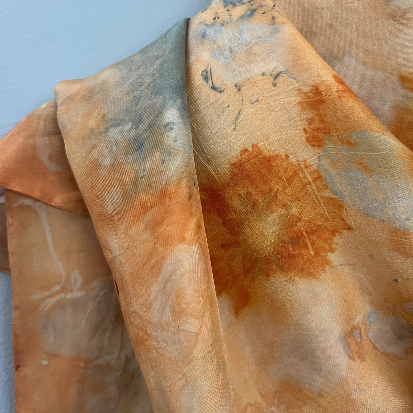 H15-09 - Habotai Silk Scarf 15" x 58" - Coreopsis, Cotinus, Larkspur